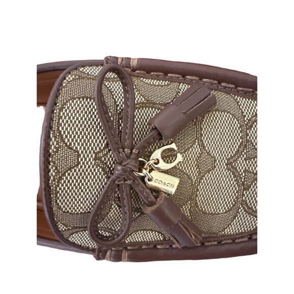 COACH Women’s Moira Loafer in Signature Jacquard Khaki/ Saddle Brown Size 10 - Picture 3 of 8